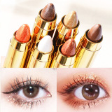 Ленивая глянцевая ручка для теней для век laying silkworm pen shadow перламутровая мелкая вспышка, осветляющая двуглавую палочку теней для век цвета земли, водонепроницаемую и защищенную от пота