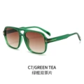Transparent green frame gradient brown lens