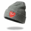 Heart gray hat embroidered red