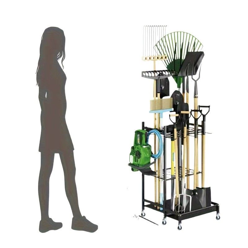 Amazon Cross-Border Iron Gardening Tool Storage Rack Hanging Shovel Mop Storage Rack Floor-Standing Garden Organization