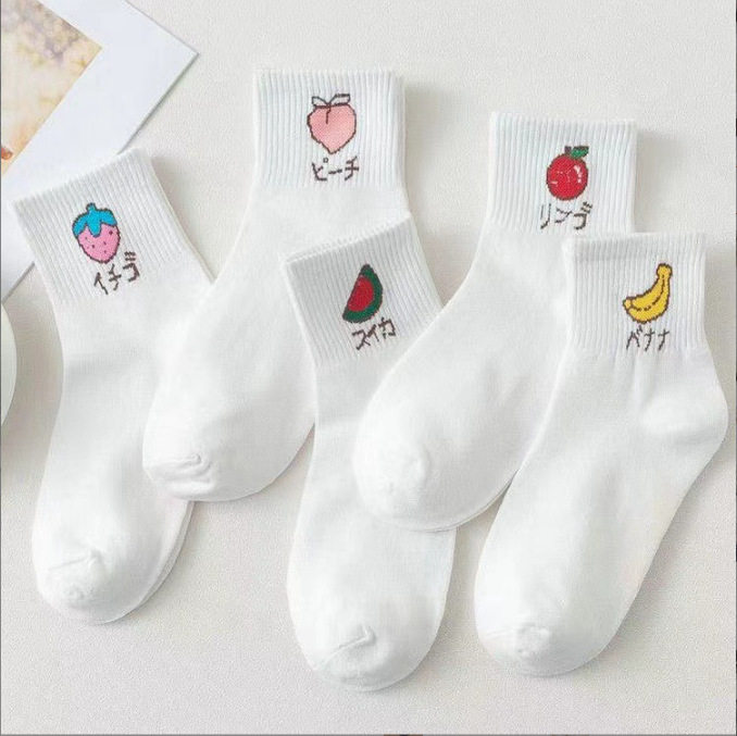 白色袜子女春夏季薄款ins潮纯色卡通学生运动短筒袜诸暨袜子批发