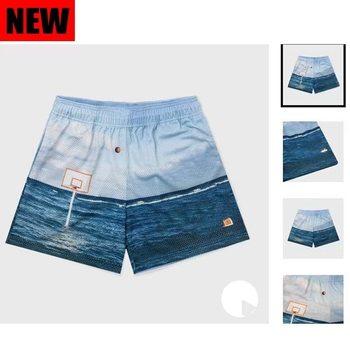 American Casual Shorts Fitness Men's Muscle Sports Quarter Pants Mesh Breathable Knee Cross-border Shorts