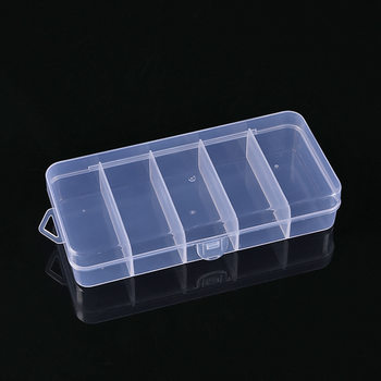 5-Grids Lure Box Transparent Plastic Accessories Box Fish Hook Box Stationery Set Fishing Gear Fire Paint Wax Particles Storage Box