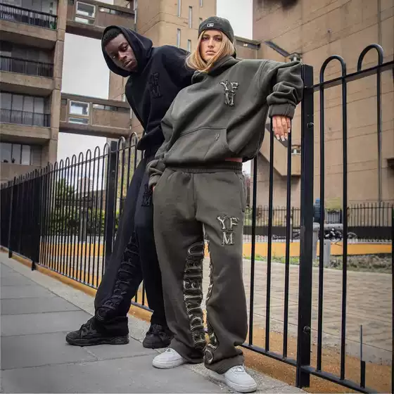 American-Style Simple Sports Casual Home Wear Autumn and Winter Warm Hoodie Unisex Trendy Brand Loose Sweatpants Set