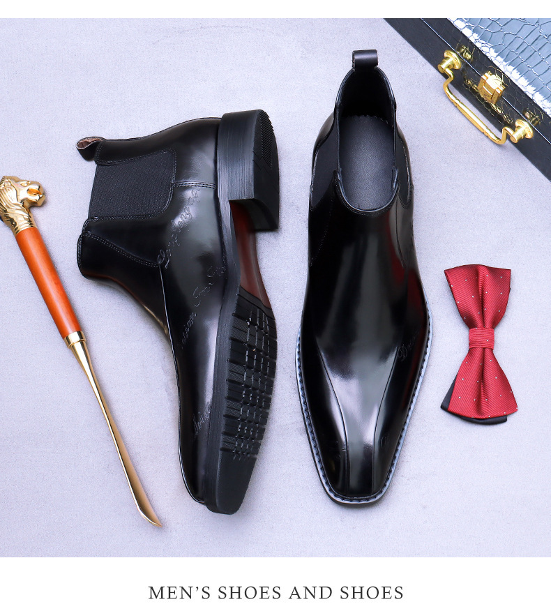 Giày Chelsea Boot nam cổ cao da bò thật phong cách công sở — Màu nâu, Màu đen, Màu cà phê