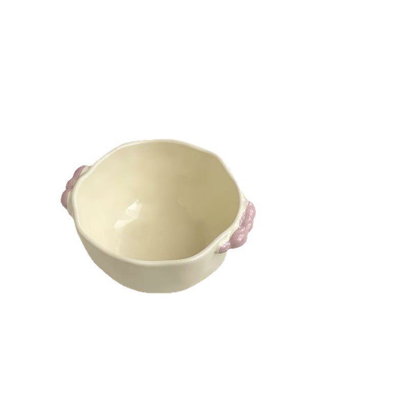 [Sugar Beans] Color-Blocked Bead Dot Bowl Ins Girly Heart Cream Style Exquisite High-Value Dessert Bowl Salad Bowl Rice Bowl