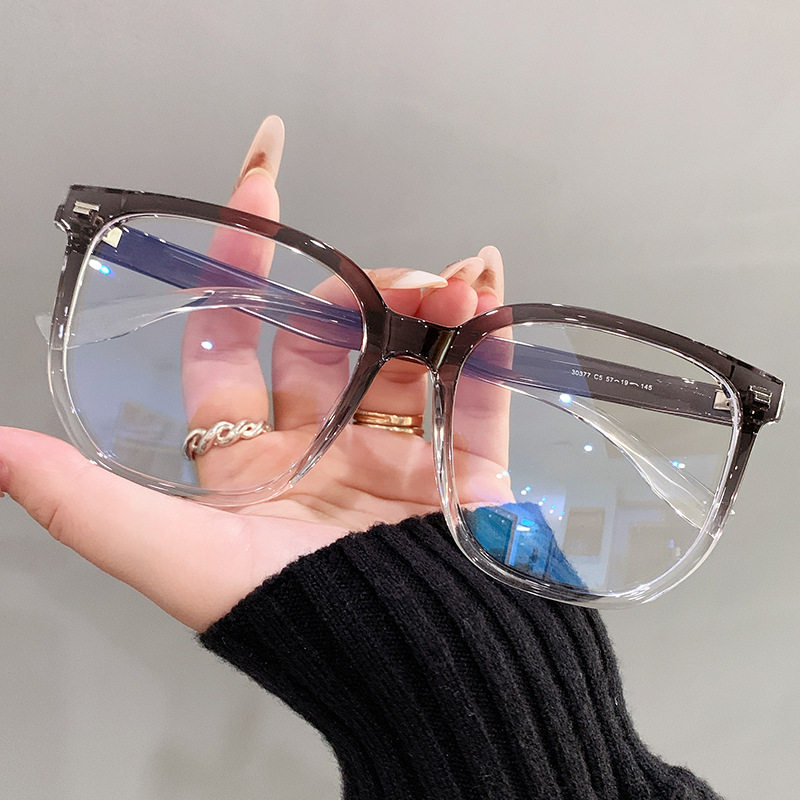 30377 Ultra-Light Plain Tr90 Glasses Frame Large Frame Square Full Frame Anti-Blue Light Glasses for Men and Women Fashionable and High-End