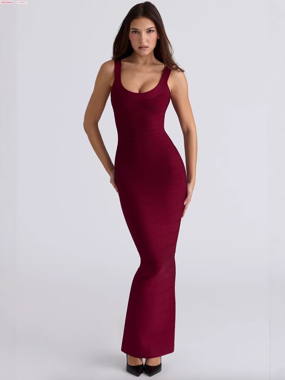 women's clothing sexy hottie sleeveless solid color elastic tight hip dress retro party dress