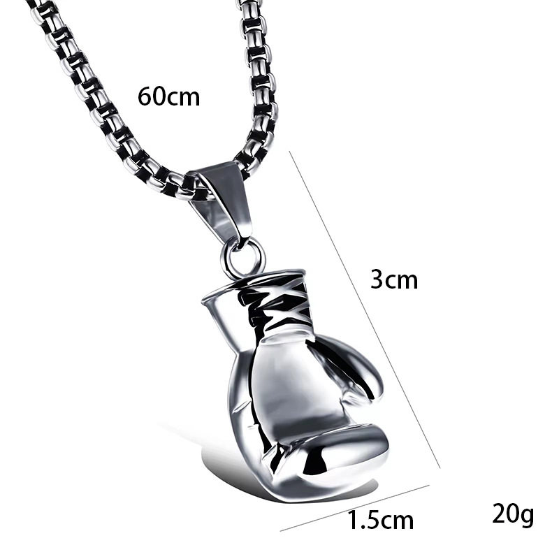 Cross-border supply retro fitness boxing gloves stainless steel titanium steel necklace sports domineering fashion punk pendant