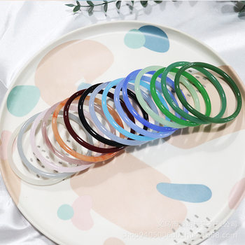 5mm Colored Glass Imitation Jade Glass Bracelet Jingle Bracelet Ancient Style Accessories Street Stall Gifts Thin Strips Wholesale Accessories