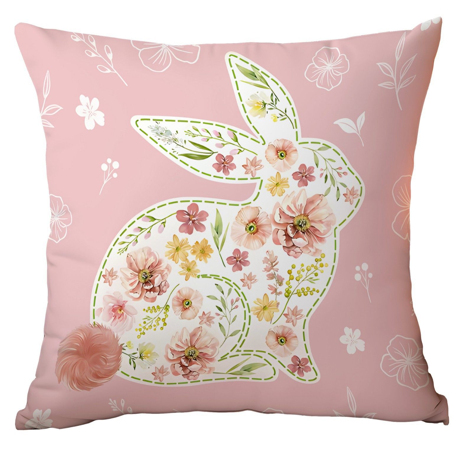Cross-Border Easter Pillowcase Cartoon Pink Custom Rabbit Cushion Cover Living Room Decoration Sofa Pillow Cushion Cover