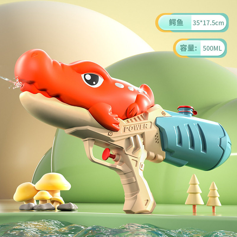 新款儿童水枪玩具网红双喷头戏水枪小马恐龙鸭子鲨鱼抽拉式滋水枪