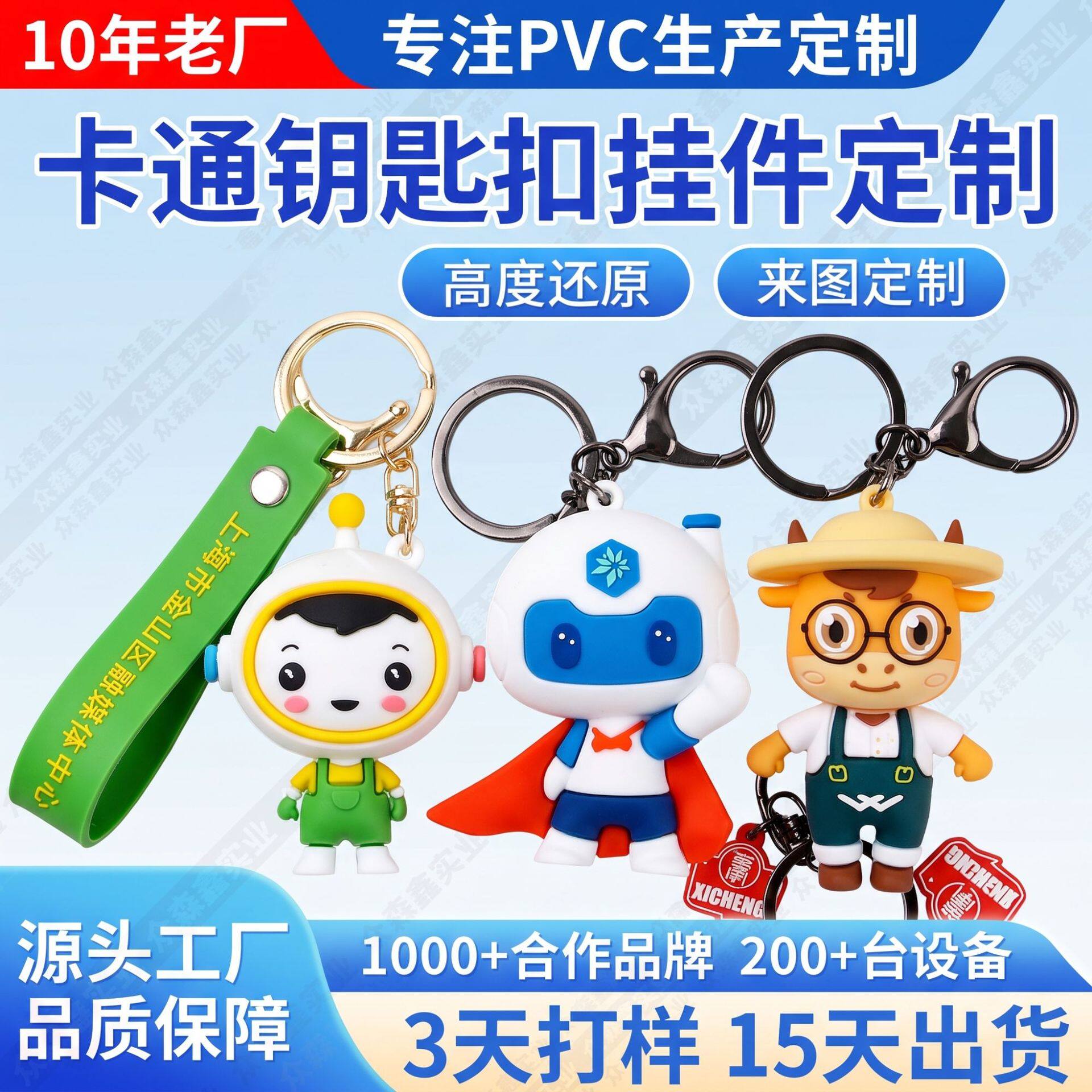 พวงกุญแจยางนิ่ม PVC จี้ตกแต่งรถยนต์สามมิติ 3D รูปหัวโยก ของตกแต่งแบบแขวน พร้อมรูปการ์ตูนแบบสั่งทำ