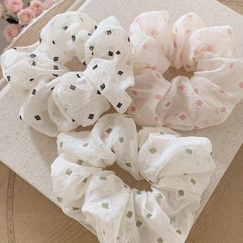 French Style Super Fairy Wave Dot Large Intestine Hair Ring Simple All-match Payon Elegant Headline Sweet Ball Head Rubber Tendon Hair Accessories for Women