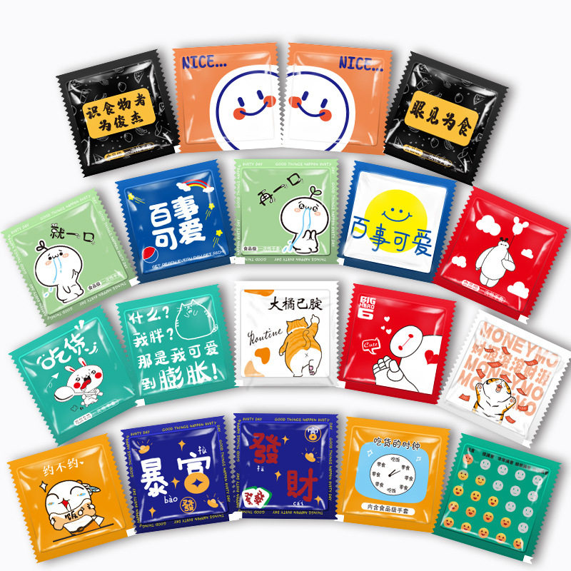 Plastic Thickened Dustproof Disposable Gloves Separate Packaging Catering Takeaway Food Pizza LOGO Wholesale Free Shipping