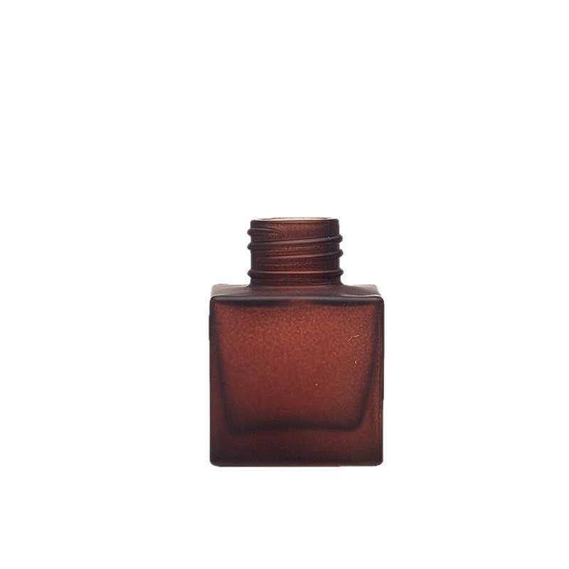 Brown Square Aromatherapy Glass Bottle 50ml Square Transparent Threaded Mouth Fire-Free Rattan Dried Flower Aromatherapy Volatile Ornaments