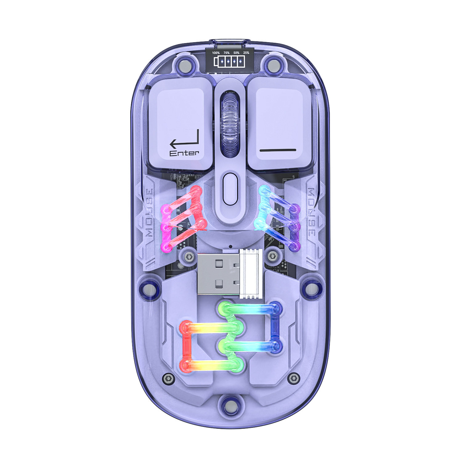 Viper BM200 dual-mode mouse RGB luminous 2.4G wireless Bluetooth transparent gaming computer office mouse