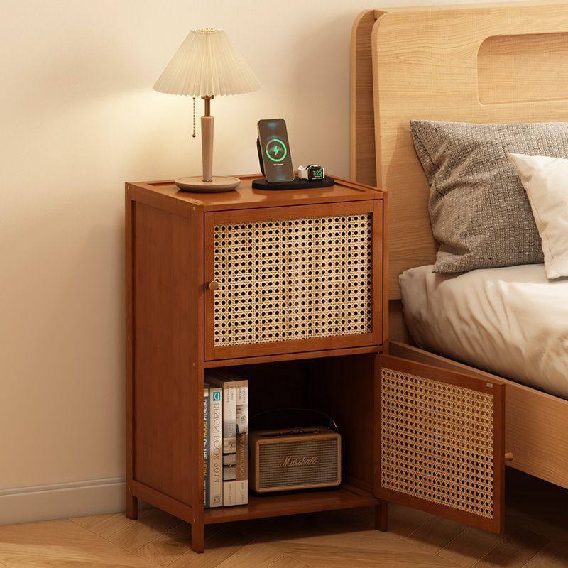 Rattan Bedside Table Simple Small Household Storage Cabinet Storage Cabinet Storage Rack Bedroom Simple Storage Rental House