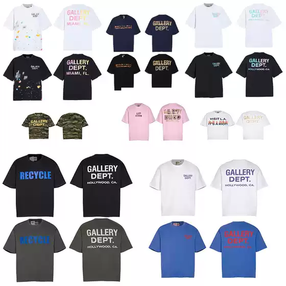 Gallery Dept American Trendy Brand Printed Short-Sleeved Vintage Summer Loose Gradient Hot Stamping High Street T-Shirt for Men