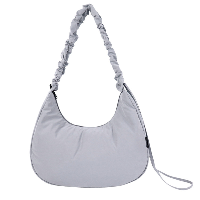 Customized Single-Shoulder Crossbody Bag for Women, Commonly Used Underarm Pleated Dumpling Cloud Croissant Hobo Bag, Korean Niche Style