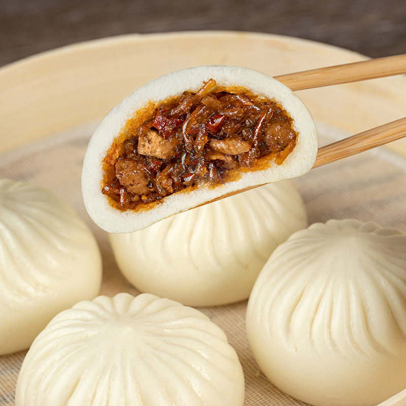 Heshanyuan Spicy Vermicelli Tofu Bun 960g Breakfast Semi-Finished Bean Paste Bun Fresh Meat Shaomai Commercial Quick-Frozen