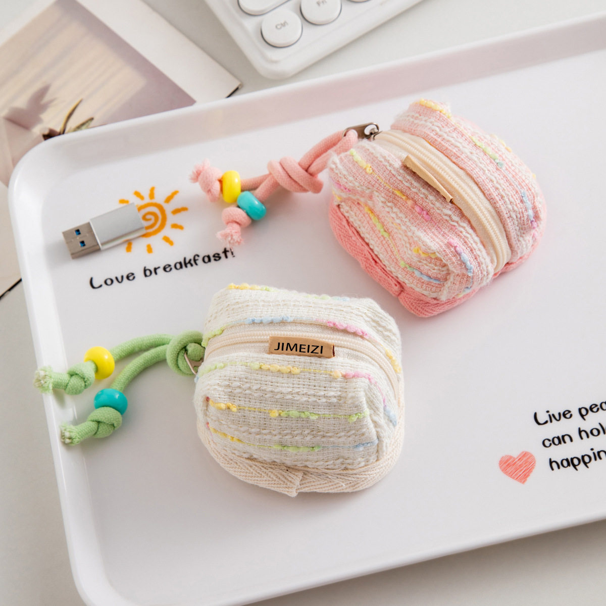 Cute Portable Coin Purse Wireless Bluetooth Earphone Storage Bag USB Flash Drive Storage Protective Case Earphone Bag Cross-Border Ready Stock