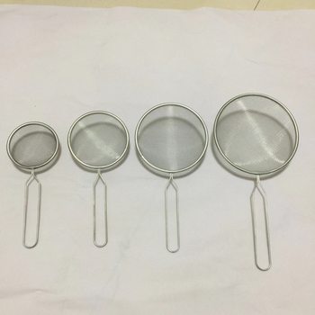 Round Edge Red Handle Oil Grids Size Iron Electroplating Oil Grids Kitchen Frying Filter Grids Spot Wholesale