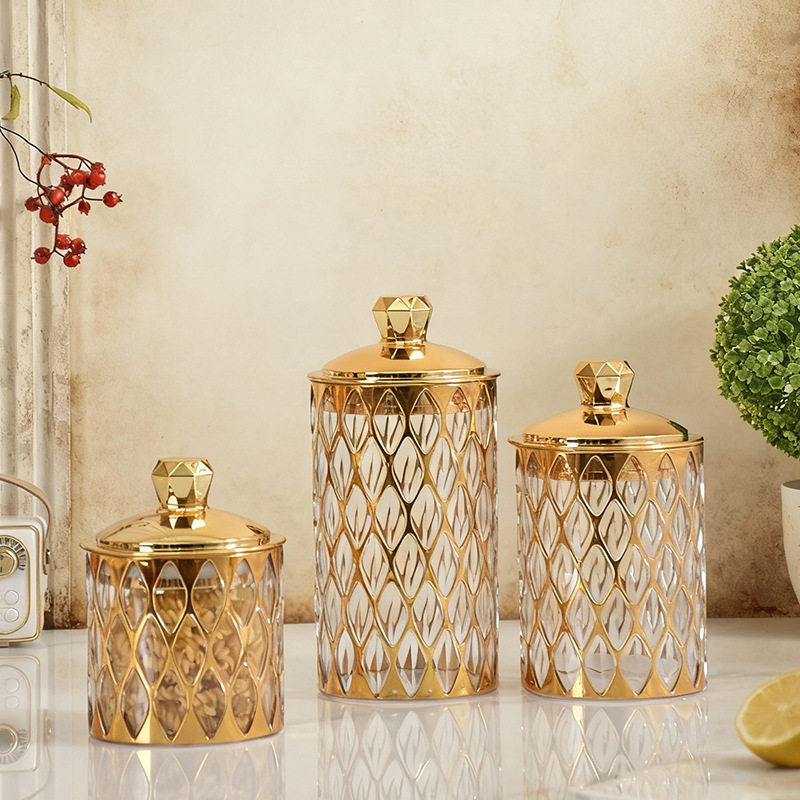 Light Luxury Style Sealed Jar Set Kitchen Spice Box Plastic Tea Jar Coffee Jar Storage Jar Amazon Moisture-Proof Set