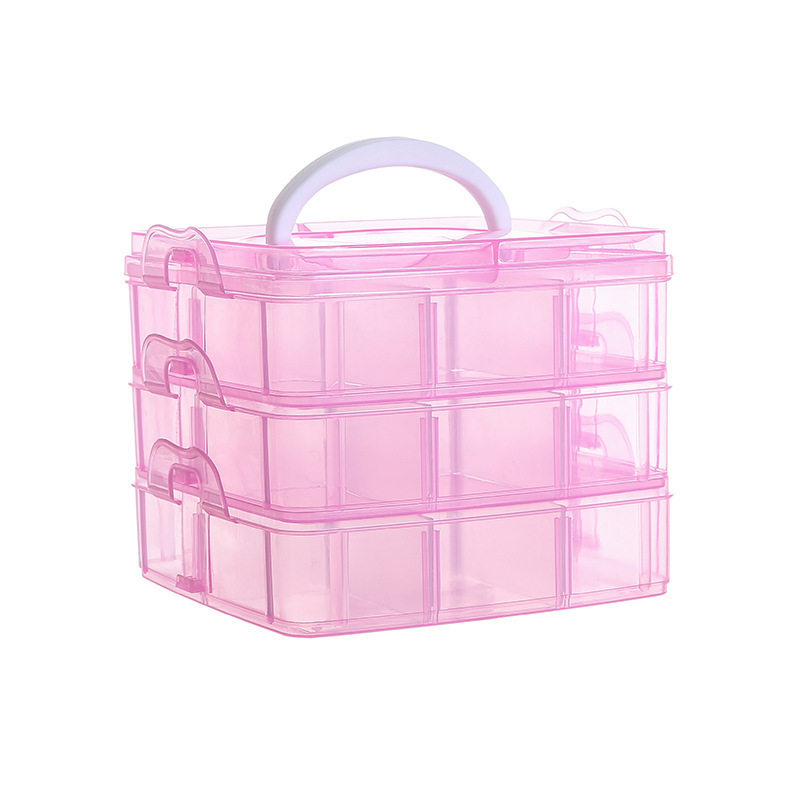 Storage Box Plastic Satchel Detachable Jewelry Storage Box Three-Layer Detachable Transparent Cosmetics Storage Box Wholesale