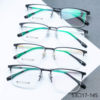 New men's steel leather business titanium magnetic glasses frame eyebrow half frame brushed myopia glasses frame alloy myopia city