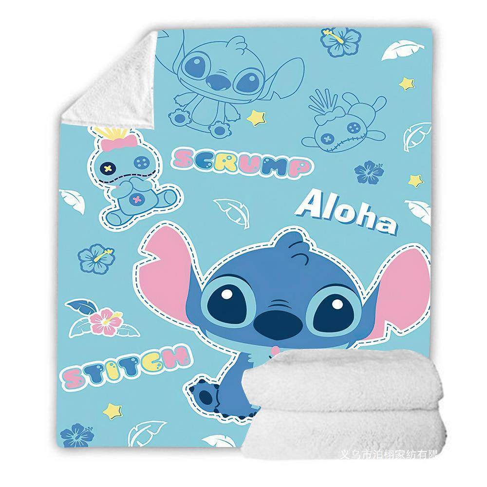 Flannel Blanket Stitch Series Plush Blanket Office Nap Blanket Autumn and Winter Blanket Cartoon Anime Style Thickened Flannel