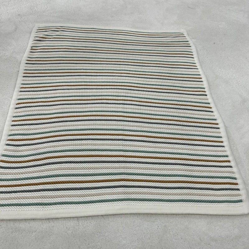 Cotton Kidsren's Knitted Four-Season Stripesd Crib Stroller Nap Blanket Oeko-Tex 100 Certified Factory