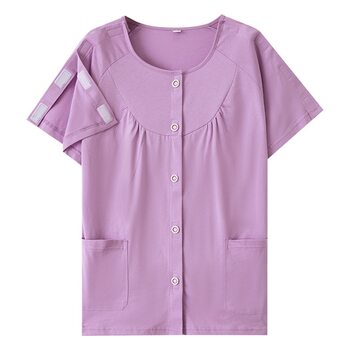 Summer easy-to-wear and take-off patient clothing nursing clothing short-sleeved cotton stroke patient rehabilitation clothing orthopedic fracture patient clothing