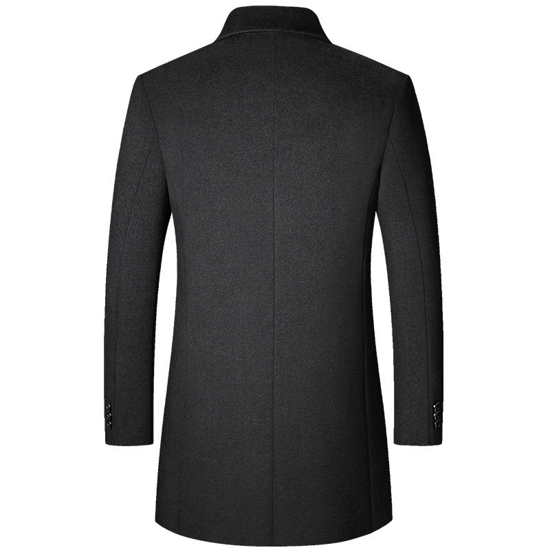 Mens Wool Overcoat Mid Length Thick Warm Design Classic Style for Fall and Winter