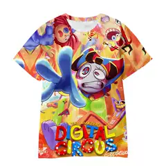 Cross-Border E-Commerce 3D Digital Printing Magical Digital Circus Manufacturer Breathable Cartoon Kidsren's T-Shirt for Sale Short-Sleeved