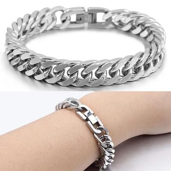 Titanium Steel Cuban Bracelet Men's European and American Trendy Rough Bracelet Men's Aggressive Jewelry Buckle Chain Advanced Feeling Hand Aggressive Decoration