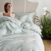 2025 new class a cotton embroidery four-piece set 1.5m bed sheet four-piece set mint green