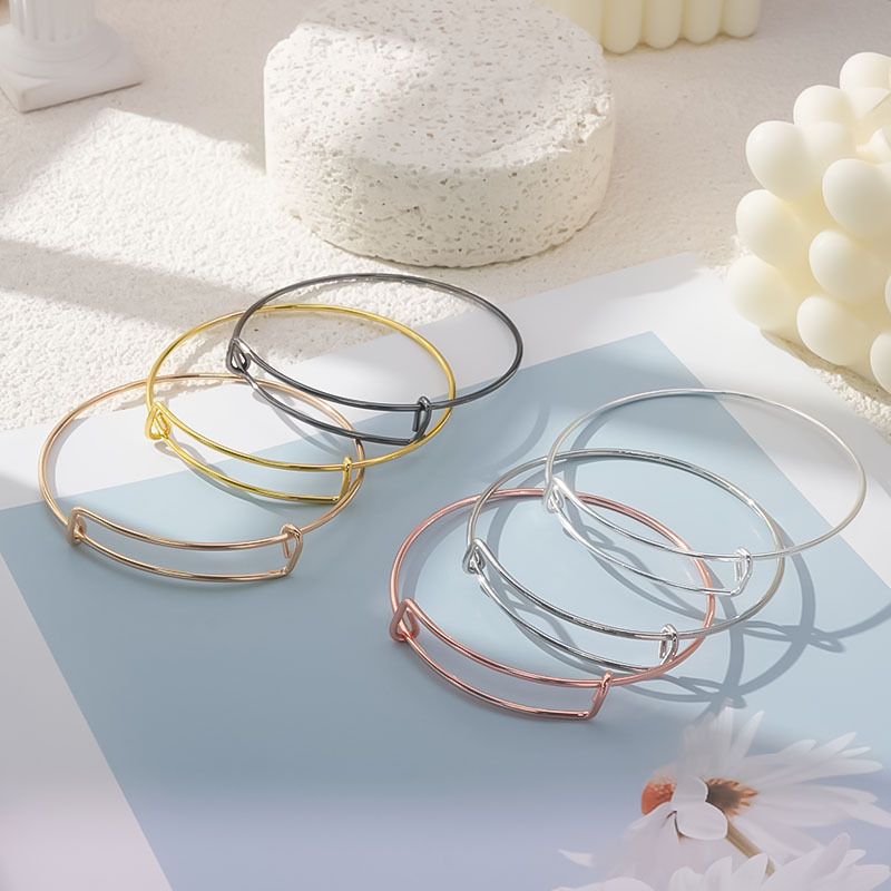 厂家直供欧美推拉手环DIY可活动调节手镯女钢丝镀金饰品潮流爆款