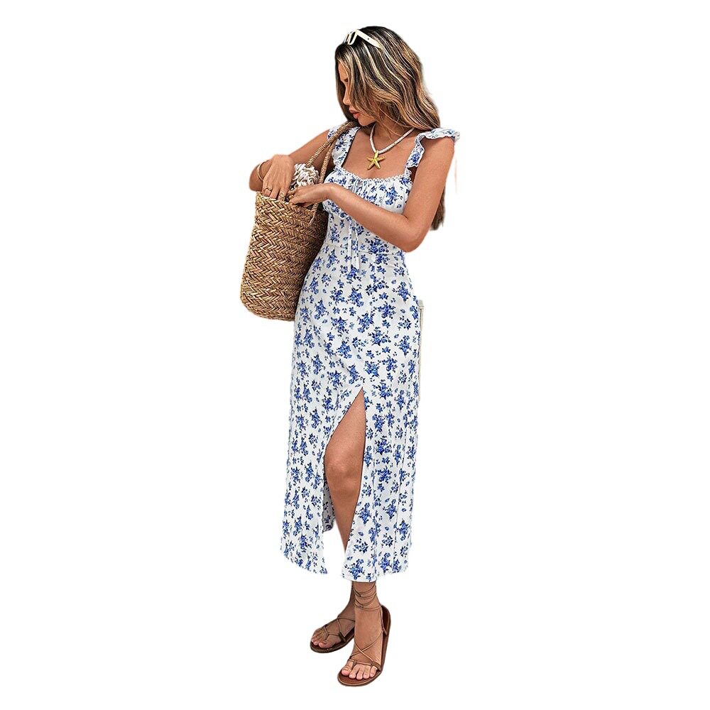 Floral Maxi Dress Soft and Sweet Style Summer Vacation Wear Wholesale Available factory direct