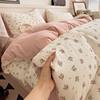 Amother and Baby Knitted Double-Layer Yarn Ins Style Four-Piece Set Simple Floral Quilt Cover Soft Bed Sheetss Student Dormitory Three-Piece Set