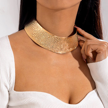 European and American Cross-Border Fashion Retro Iron Exaggerated Design Choker Geometric Collar Wide Edge Niche Exaggerated Necklace