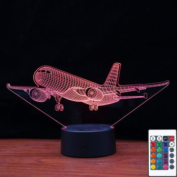 New Foreign Trade Large Airplane Children's Colorful Timed Remote Control 16-Color Smart Gift Bedroom 3D Night Light 8947