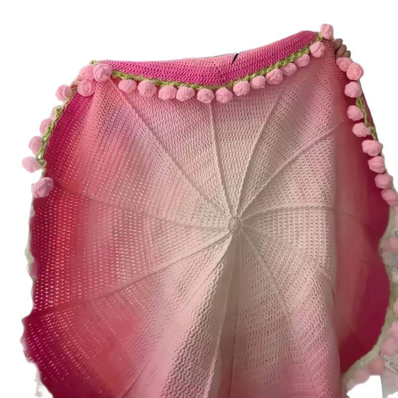 ✅ Handmade Rose Bouquet Gradient Pink Bouquet Blanket Air Conditioning Cover Blanket Wool Crochet Handmade Materials Best-Selling