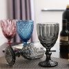 Cross-Border Wholesale European Style Embossed Red Wine Glass Colored Glass Beverage Cup Thickened Juice Milk Cup Wedding Goblet