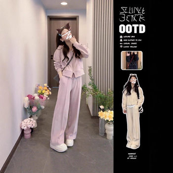 Plus Size Autum High-End, Slim and Stylish Two-Piece Fashion Sports and Leisure Sweatshirt Suit for Women Fat mm 120kg