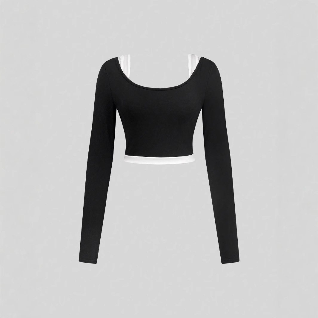 Womens Slim Fit Color Block Long Sleeve T Shirt Trendy Design Comfortable Fabric Perfect for Casual Wear Wholesale