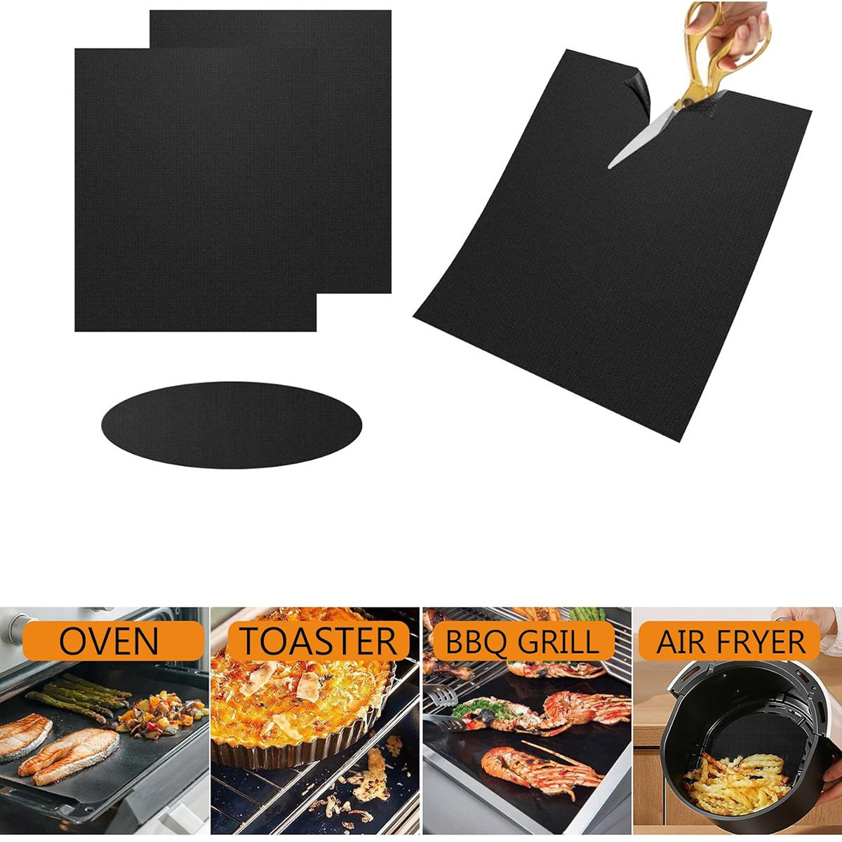 Non-Stick Bbq Grill Mat, High Temperature Resistant, 0.2mm Thick, Oven Mat, Non-Stick Grill Rack, Suitable for Camping and Home Use