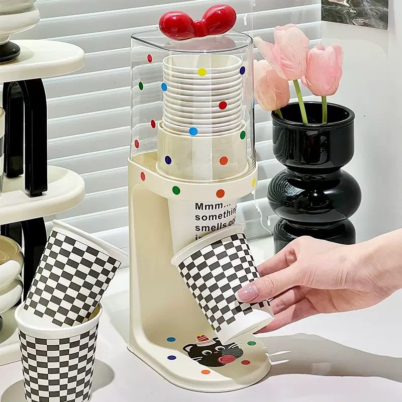 Disposable Paper Cup Holder Water Dispenser Punch-Free Desktop Paper Cup Coffee Table Desktop Paper Cup Coffee Cup Desktop Cup Holder