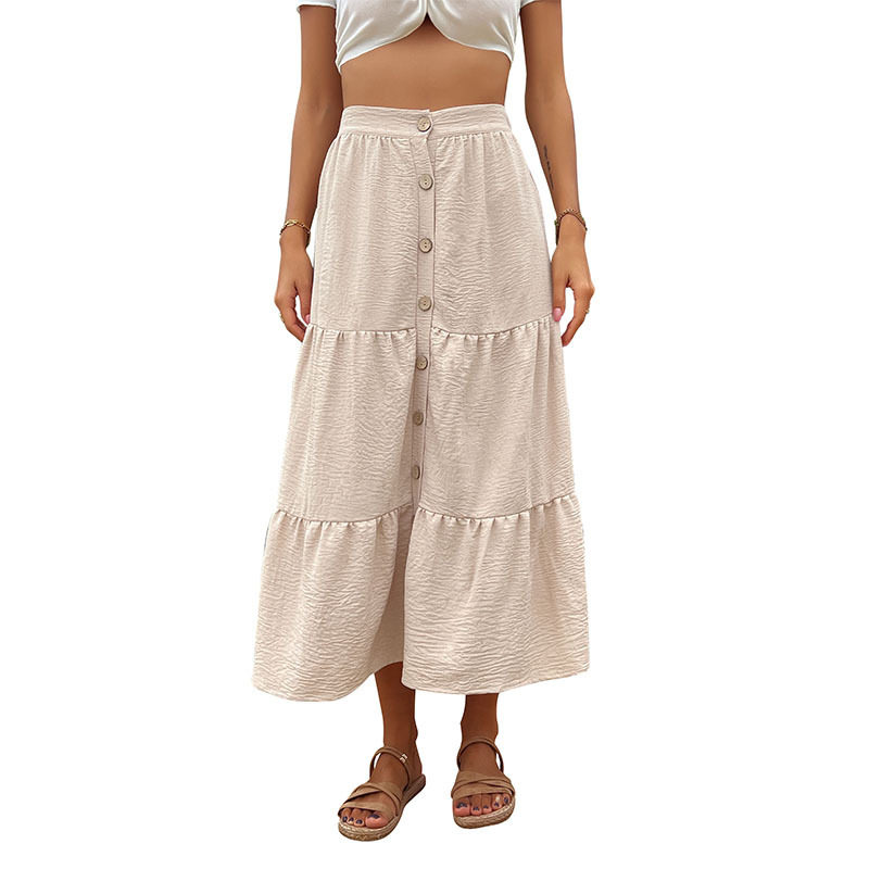 Casual Midi Skirt for Women Solid Color Comfortable Fit Versatile Style Perfect for Autumn Wear Wholesale Available