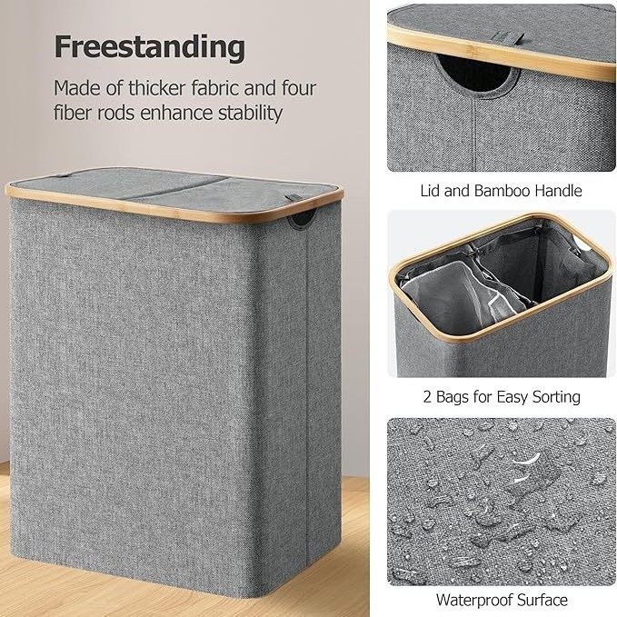 Cross-Border Dirty Clothes Basket for Bedroom with Inner Bag and Lid, Foldable Storage Basket for Dirty Clothes, Bathroom Large-Capacity Storage